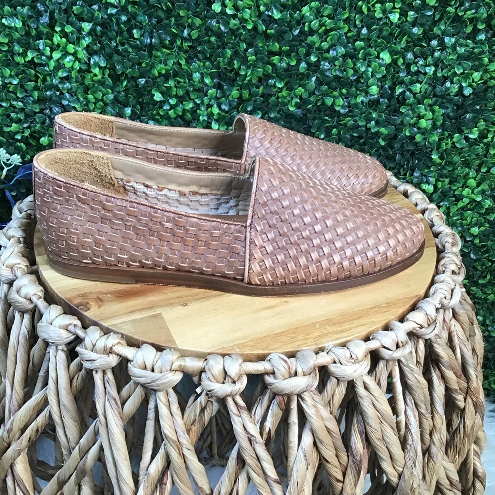 New in box mens leather Nisolo Brown Woven Alejandro slip on new in box